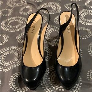 Guess Shiny black High Heels size 6.5 good shape